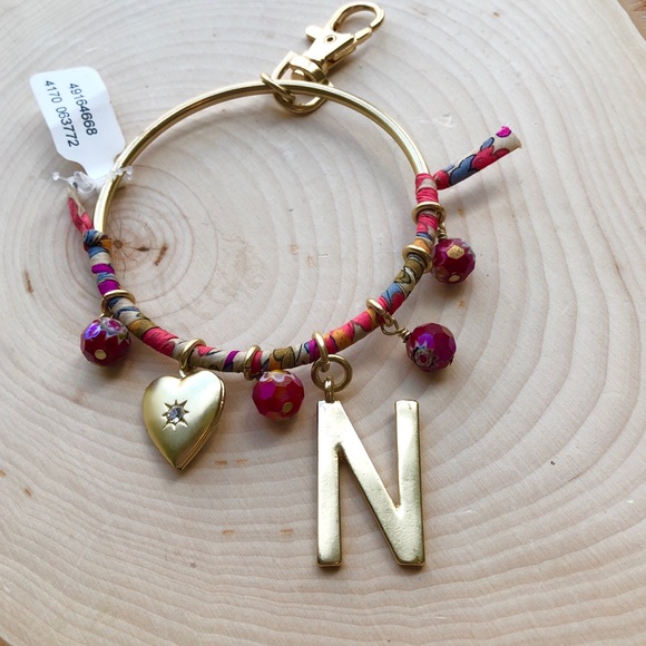 NWT Anthropologie Charm Monogram Keychain N - Picture 3 of 9